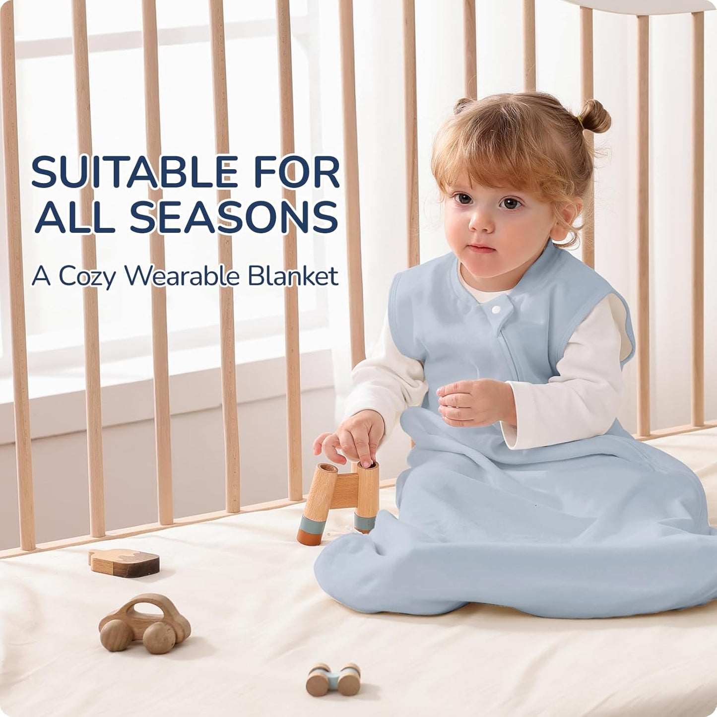 1.0 Tog 2.5 Tog Baby Sleep Sack, Unisex Cotton Toddler Sleeping Sack for Babies, 2-Way Zipper Baby Wearable Blanket